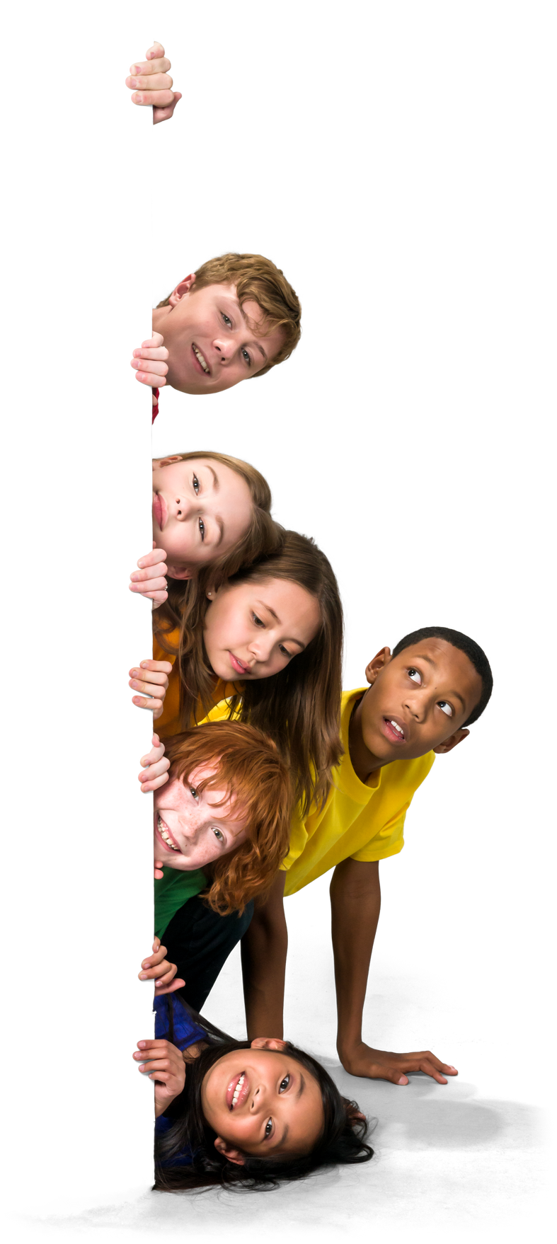 Kids Peeking Behind a Wall Cutout